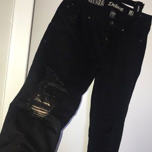 Black Distressed Mom Jeans